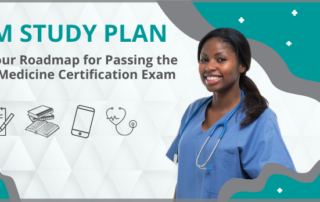 ABIM study plan banner with image of doctor in scrubs.