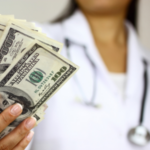 Internal Medicine exam cost: Internist handing out hundred dollar bills.
