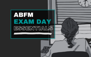 ABFM Exam Day Essentials - Test-taker working on the ABFM exam at testing center.
